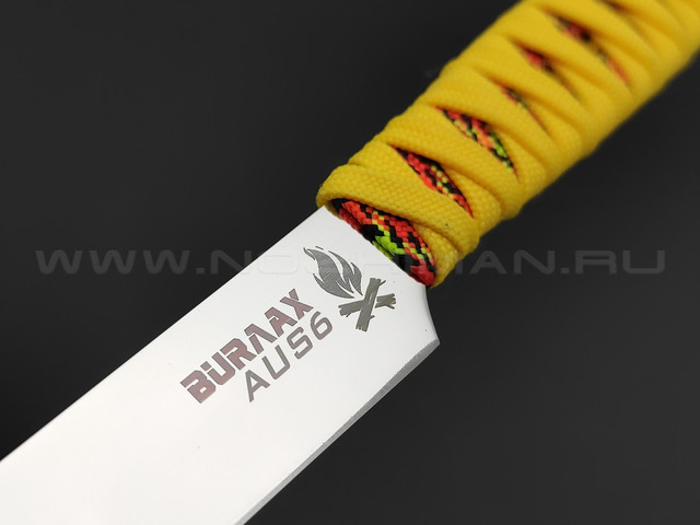 Нож Burlax BX0138 сталь Aus-6, рукоять Paracord Yellow & Fantasy