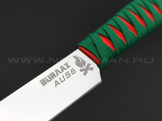 Нож Burlax BX0140 сталь Aus-6, рукоять Paracord Orange & Green