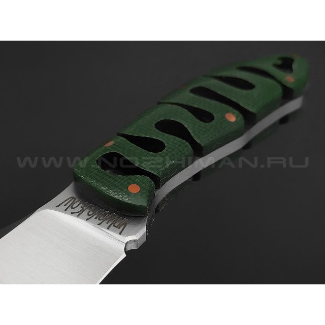1-й Цех нож Мозголомик сталь 440C сатин, рукоять зеленая микарта