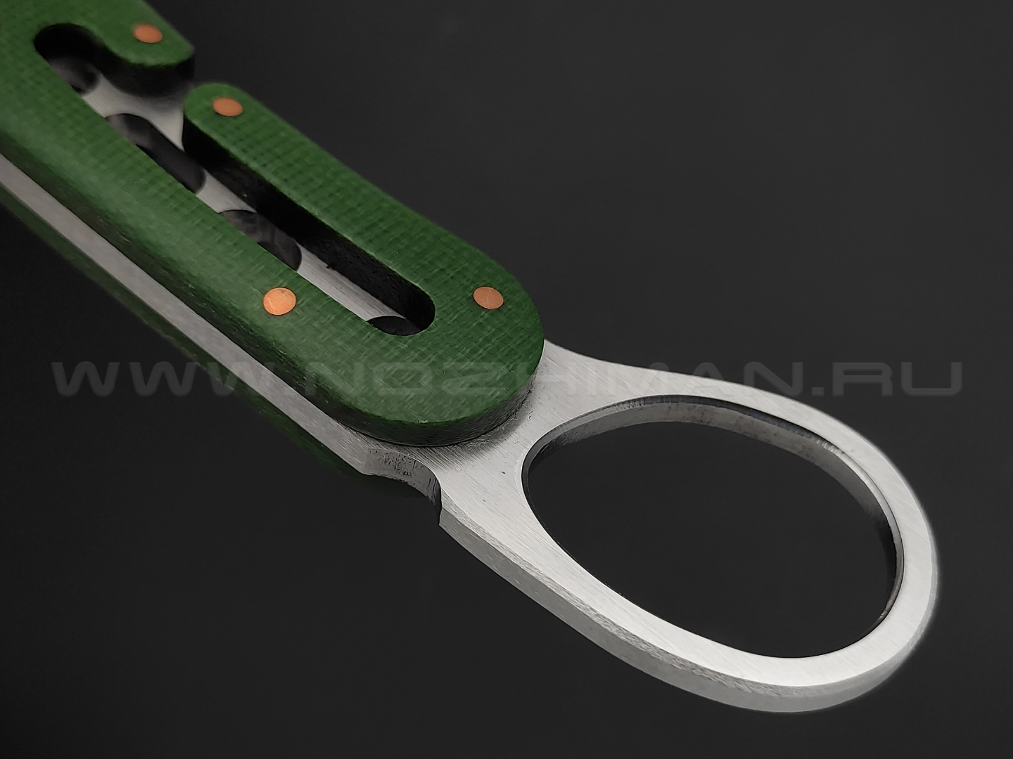 1-й Цех нож Точка G сталь 440C сатин, рукоять зеленая микарта