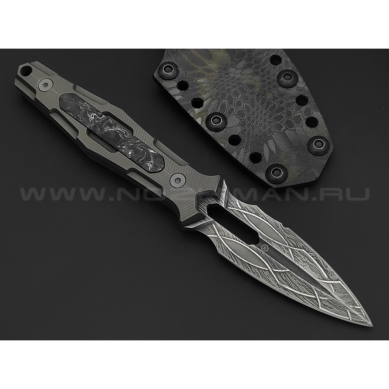 Neyris Knives нож TaoRan M сталь M398, рукоять Titanium, carbon fiber dark matter silver