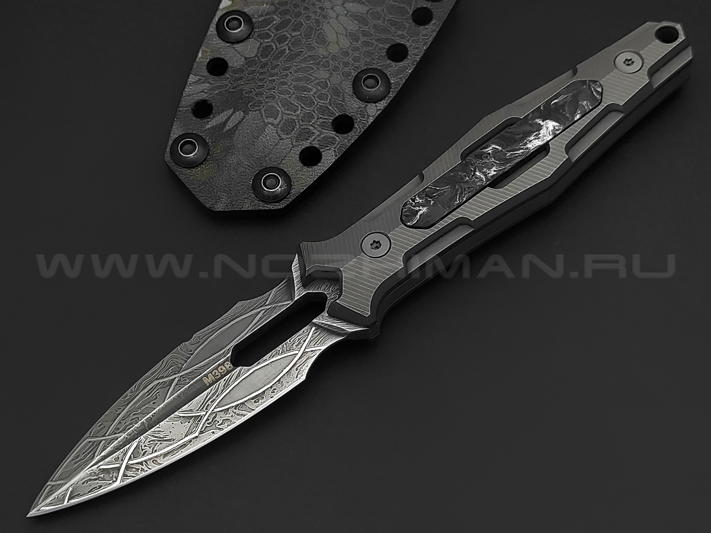 Neyris Knives нож TaoRan M сталь M398, рукоять Titanium, carbon fiber dark matter silver