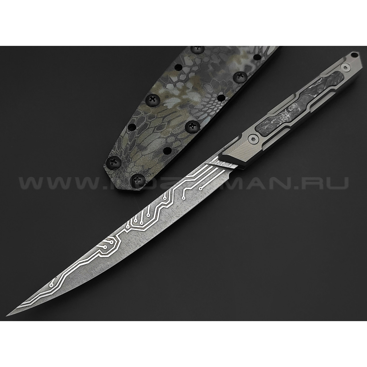 Neyris Knives нож Acus сталь CPM Magnacut, рукоять Titanium, carbon fiber dark matter silver