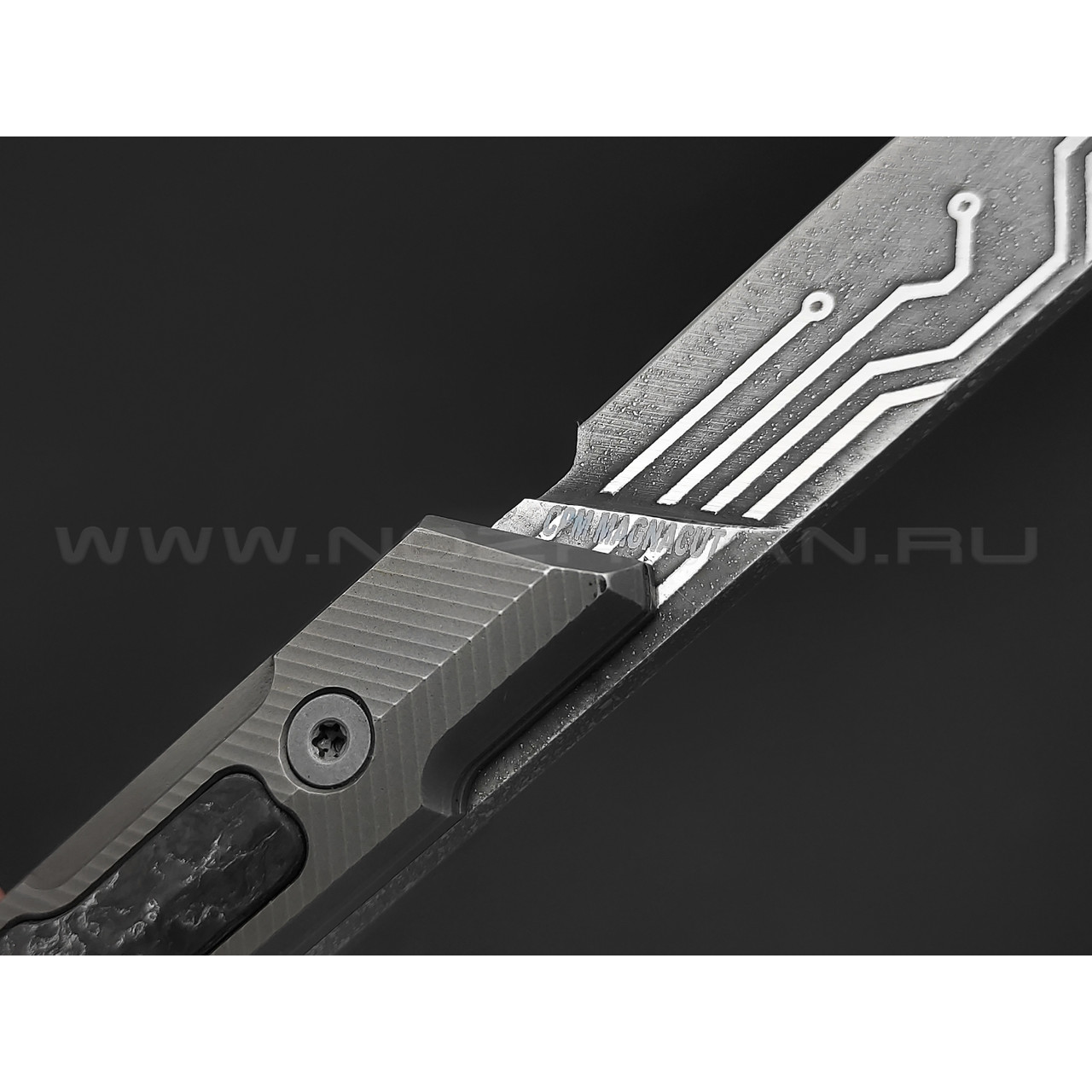 Neyris Knives нож Acus сталь CPM Magnacut, рукоять Titanium, carbon fiber dark matter silver