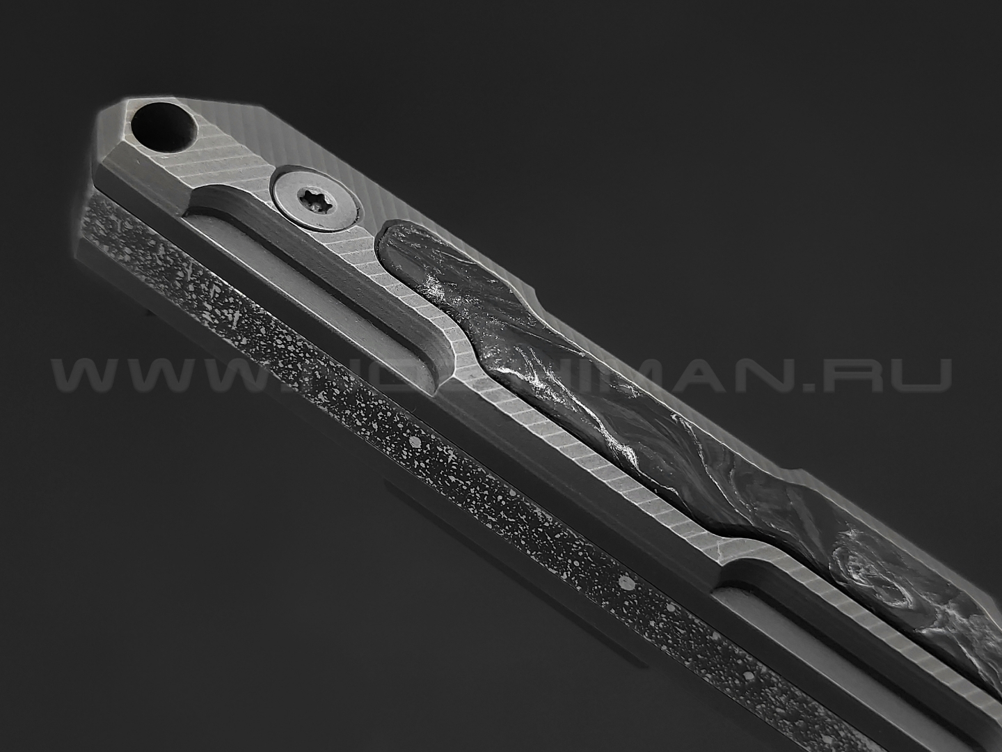 Neyris Knives нож Acus сталь CPM Magnacut, рукоять Titanium, carbon fiber dark matter silver