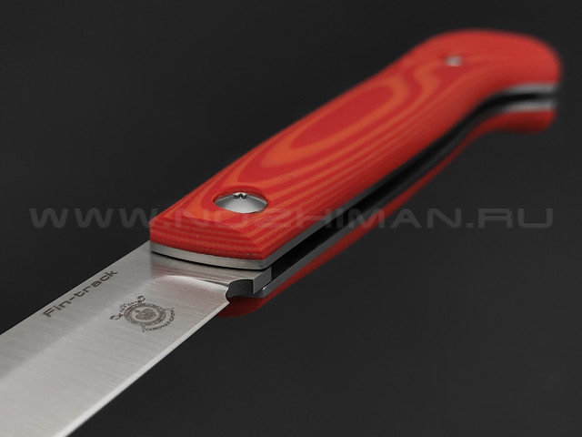 Северная корона складной нож Fin-track сталь Aus-10 satin, рукоять G10 red & orange