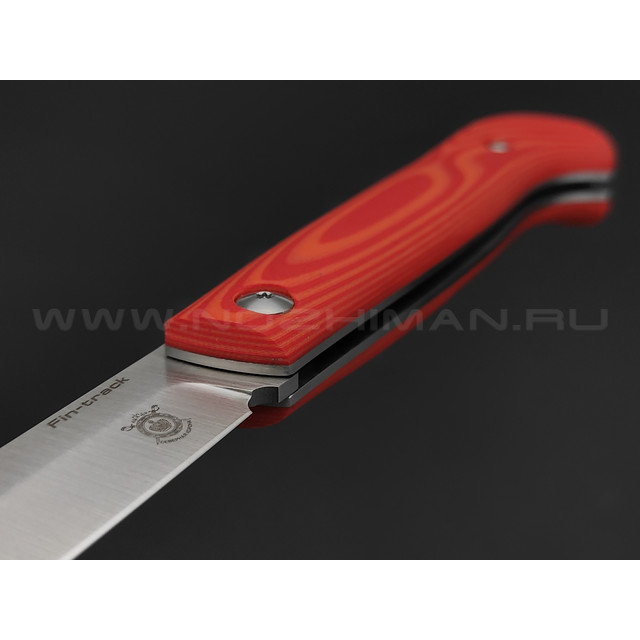 Северная корона складной нож Fin-track сталь Aus-10 satin, рукоять G10 red & orange