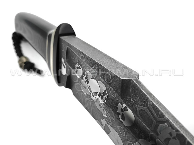 Волчий Век нож Big Custom Knife сталь D2 WA обух 18 мм, рукоять G10 black, нейзильбер