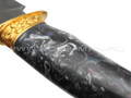 Златоуст туристический нож, булатная сталь, рукоять акрил, бронза, золочение, камни