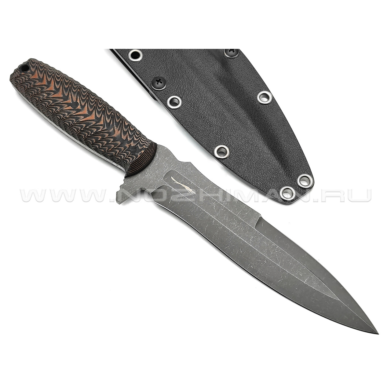Волчий Век нож Стрела Custom сталь N690 WA блэквош, рукоять G10 black & orange