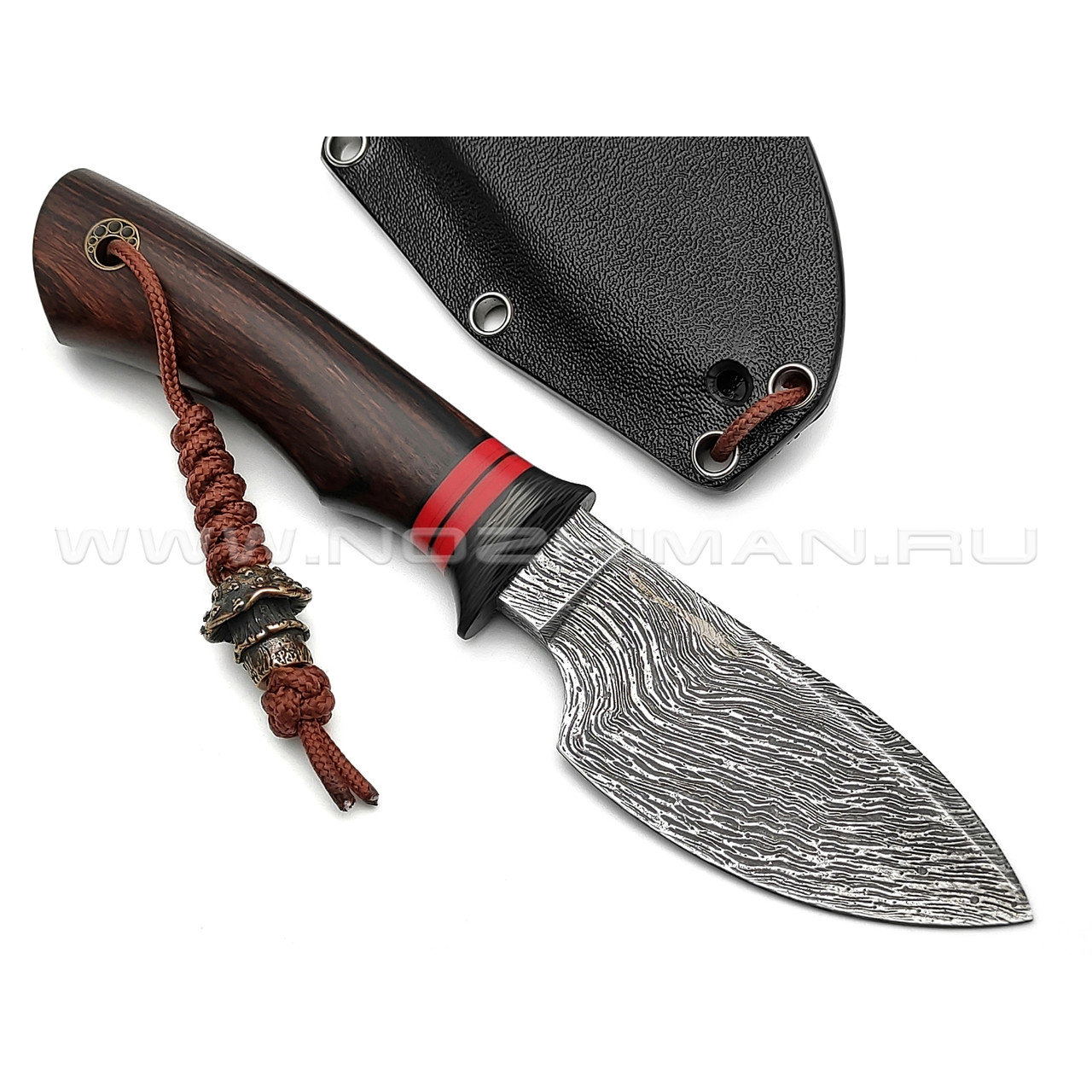Волчий Век нож Шкуродер Custom сталь PGK WA дамаскаж, рукоять Айронвуд, карбон