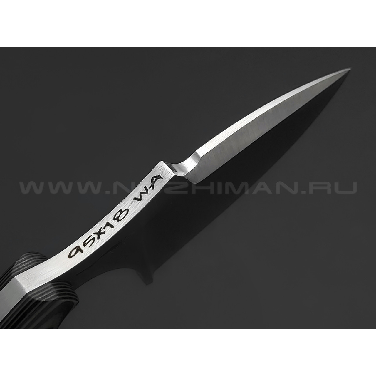 Волчий Век нож Custom EDC сталь 95Х18 WA satin, рукоять G10 black & green