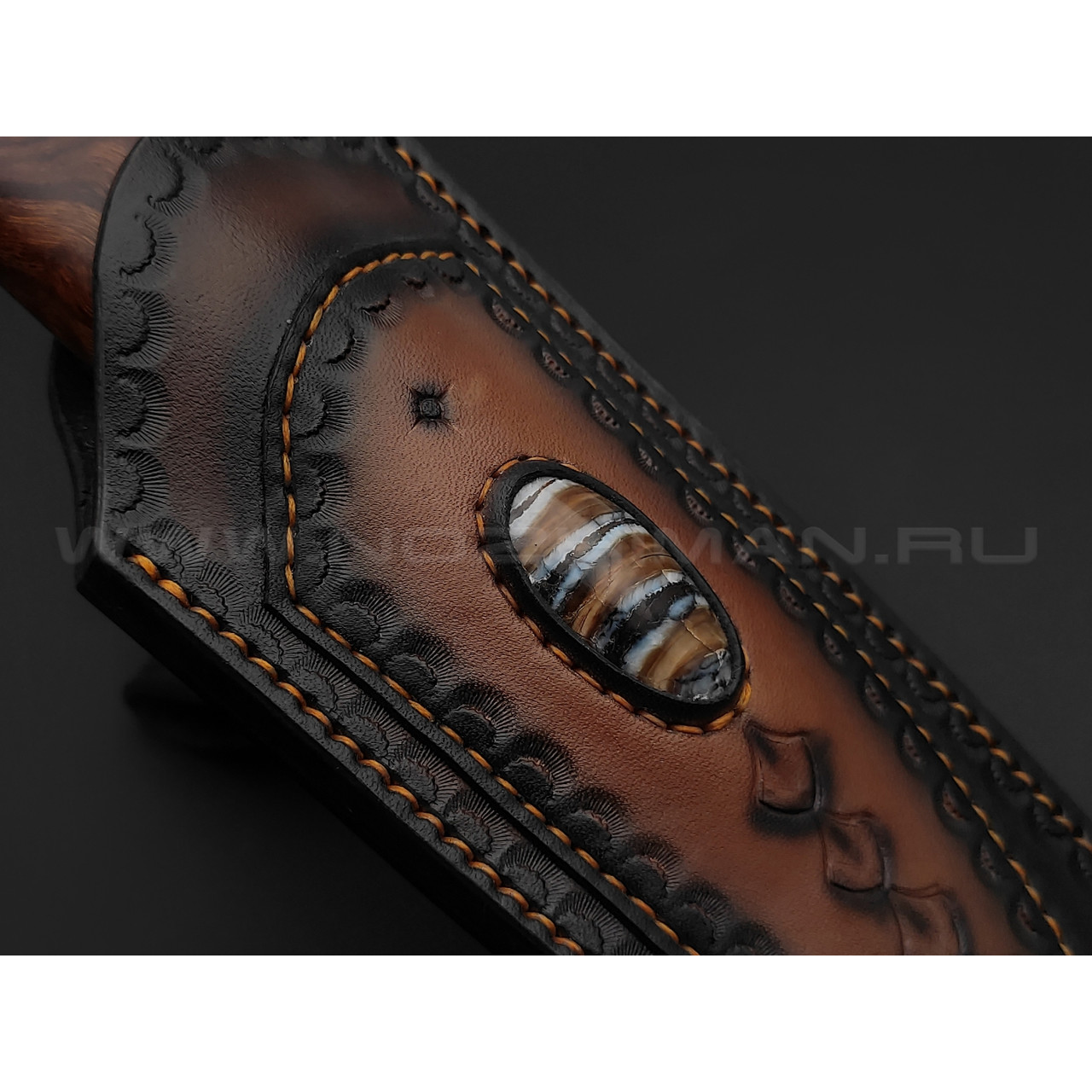 Wolf Age Custom нож Слон сталь CPM S125V WA satin, рукоять Айронвуд, зуб мамонта, нейзильбер