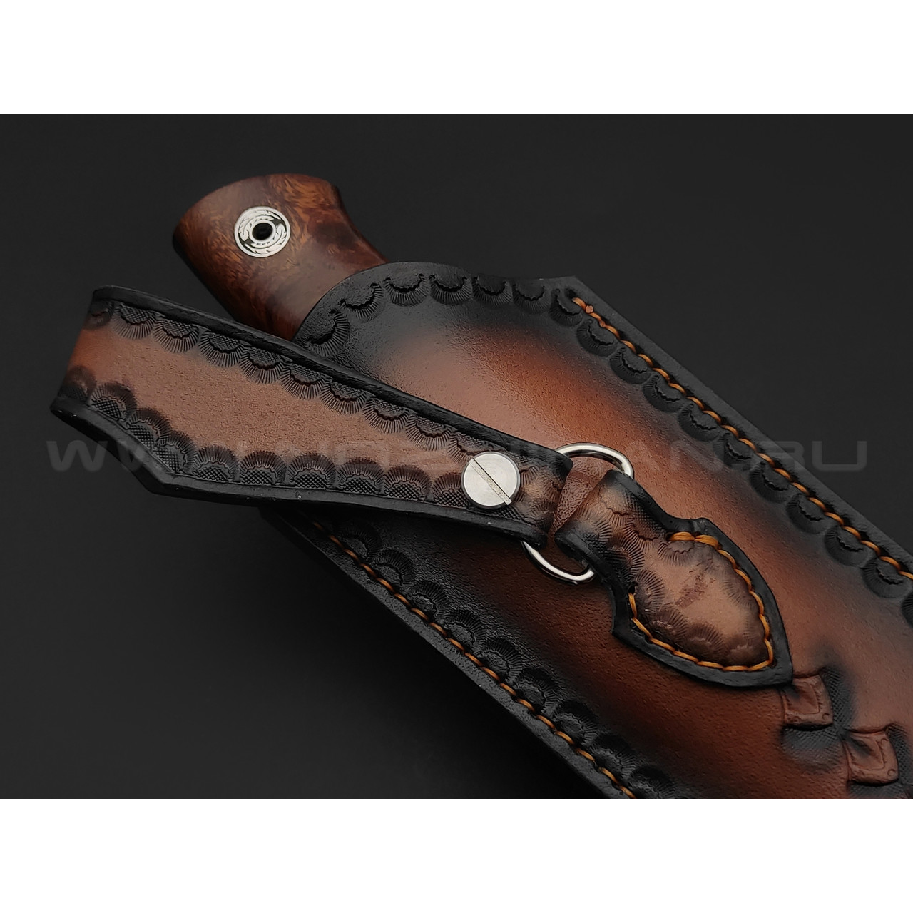 Wolf Age Custom нож Слон сталь CPM S125V WA satin, рукоять Айронвуд, зуб мамонта, нейзильбер
