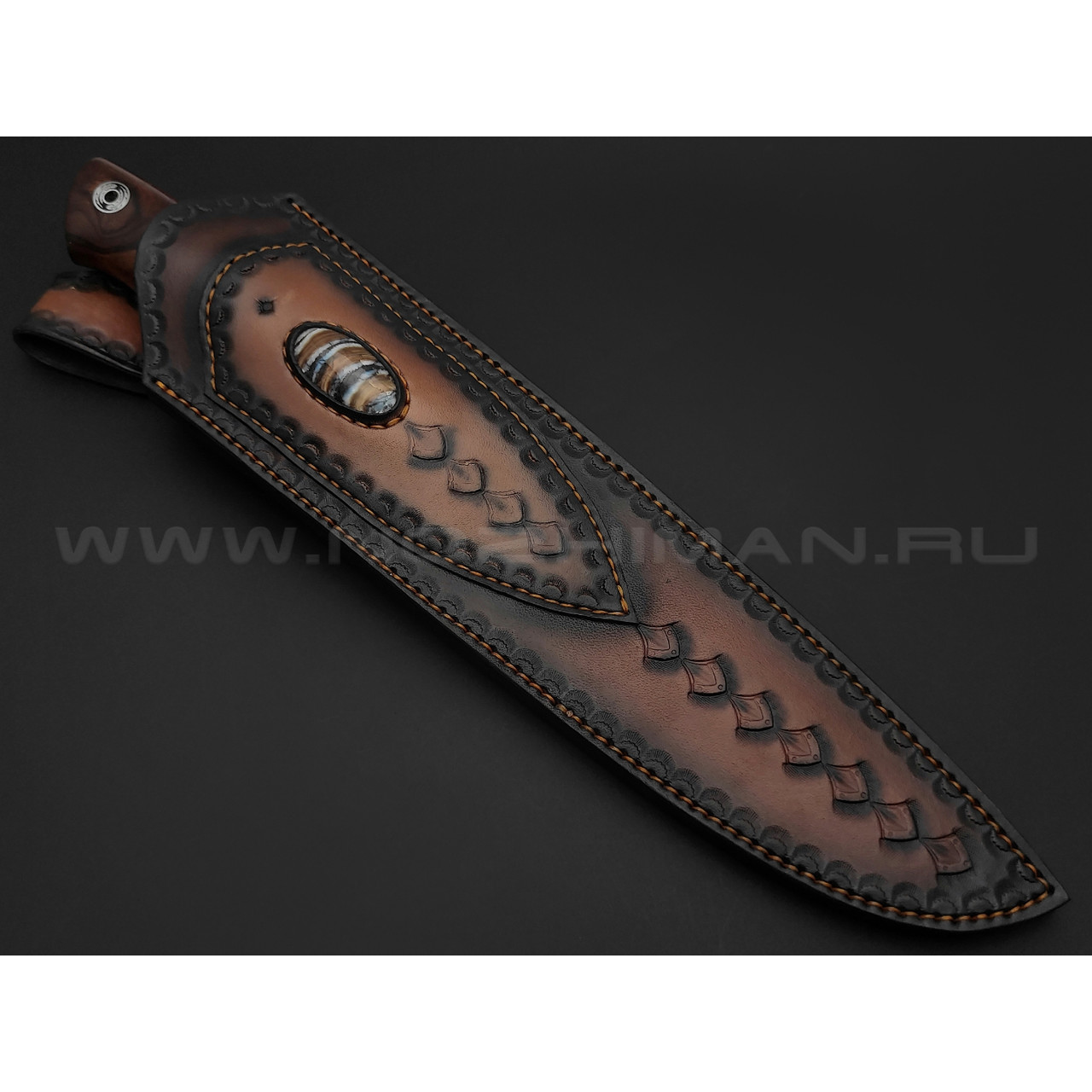 Wolf Age Custom нож Слон сталь CPM S125V WA satin, рукоять Айронвуд, зуб мамонта, нейзильбер