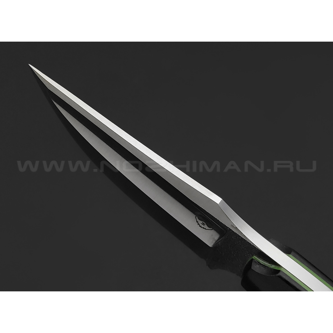 Андрей Гилев нож Ондатр сталь N690, рукоять микарта black, G10 green