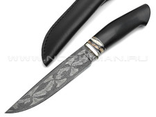 Влад Матвеев нож Ф3 VM31 мозаичный дамаск, рукоять дерево граб, зуб мамонта, нейзильбер