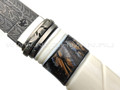 Влад Матвеев нож VM30 мозаичный дамаск, рукоять бивень моржа, зуб мамонта, нейзильбер