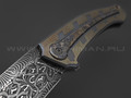 Влад Матвеев складной нож VM28 мозаичный дамаск, титан, тёмный