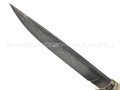 Влад Матвеев нож Ф3 VM43 мозаичный дамаск, рукоять дерево граб, зуб мамонта, нейзильбер