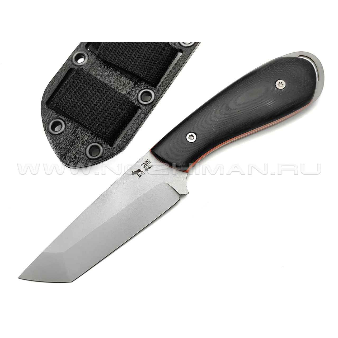 Saro нож Лис Танто сталь N690, рукоять G10 black & orange