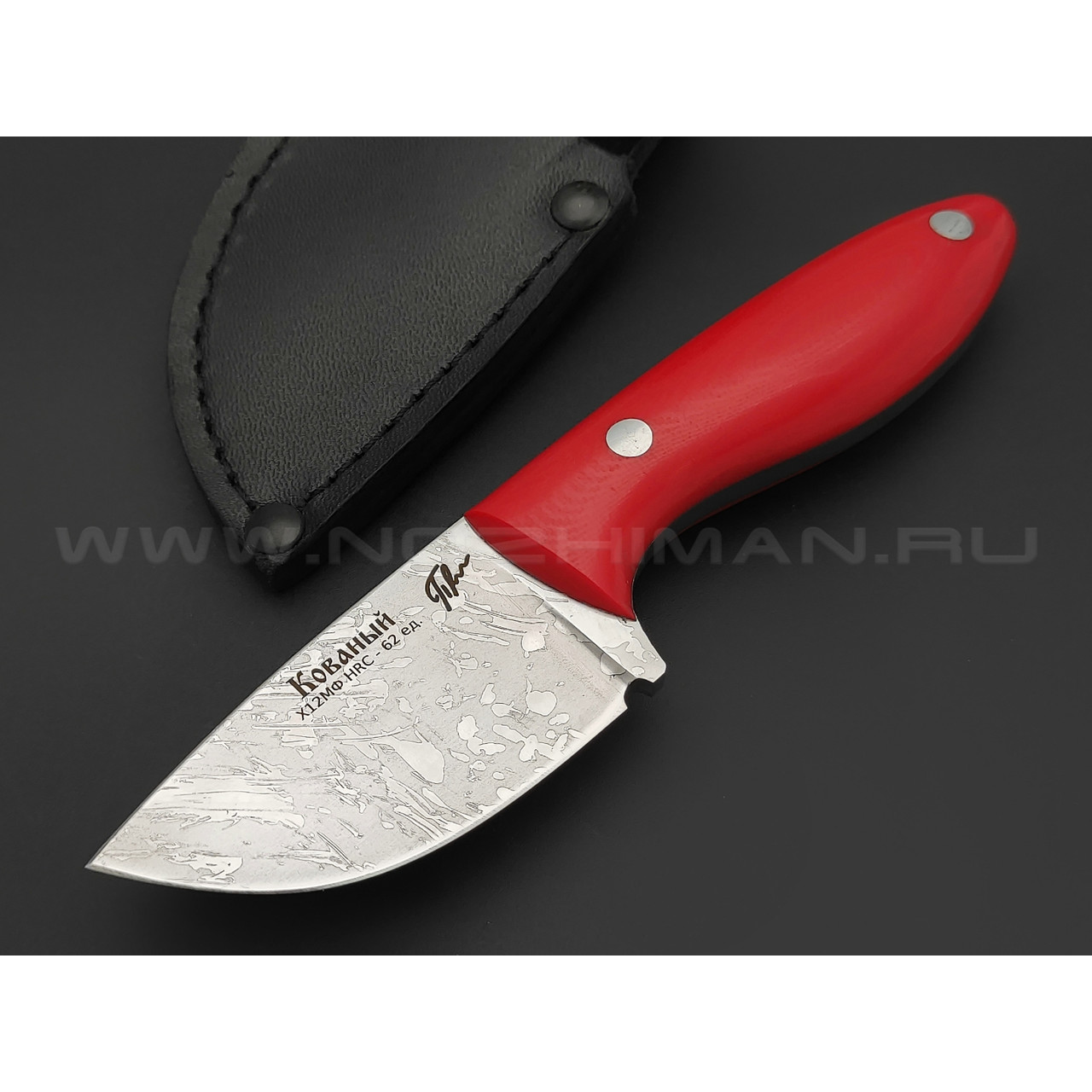 Платонов Д.Г. нож Мини Скинер сталь Х12МФ, рукоять G10 red
