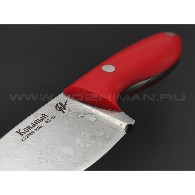 Платонов Д.Г. нож Мини Скинер сталь Х12МФ, рукоять G10 red