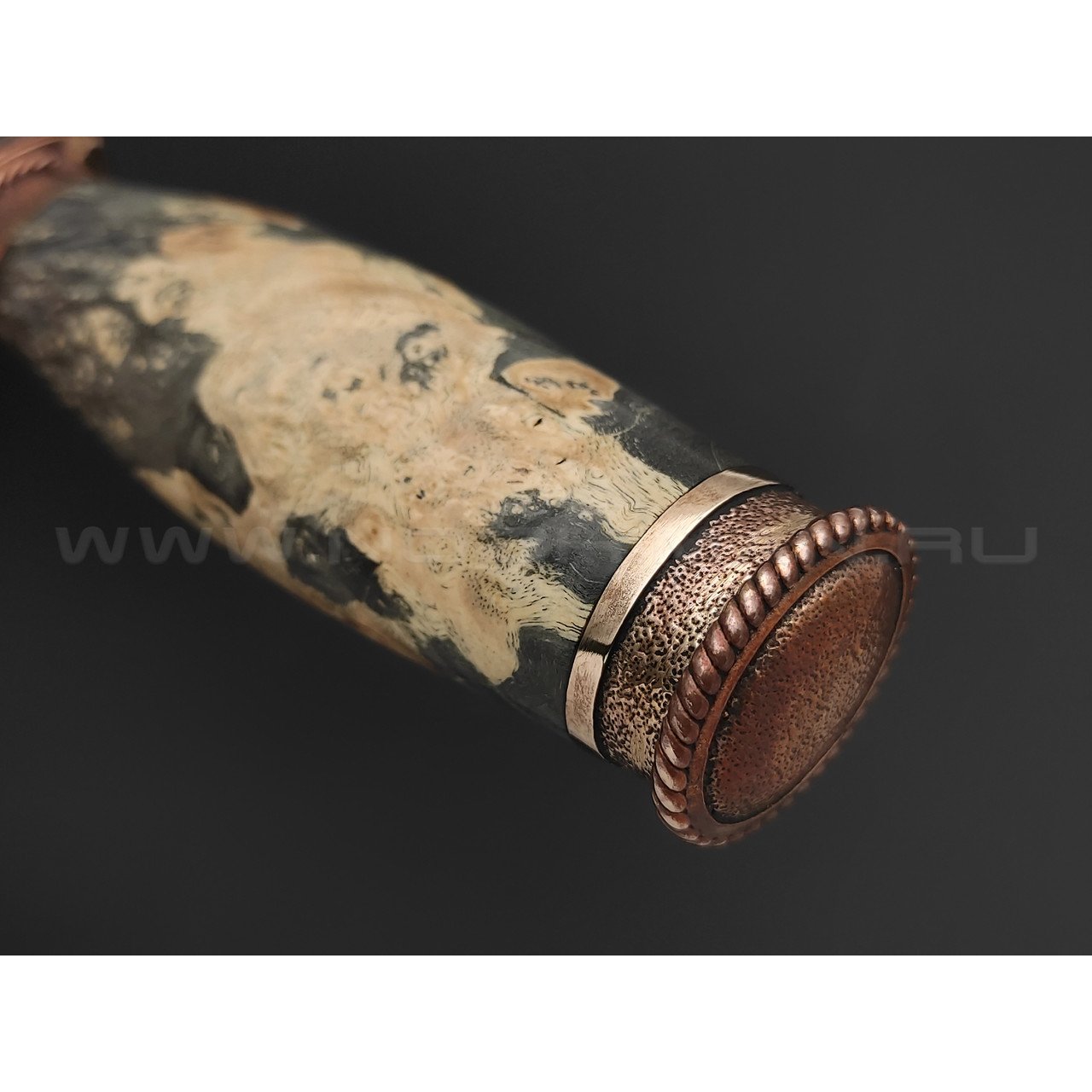 Платонов Д.Г. нож Фин сталь N690, рукоять кап клёна, бронза