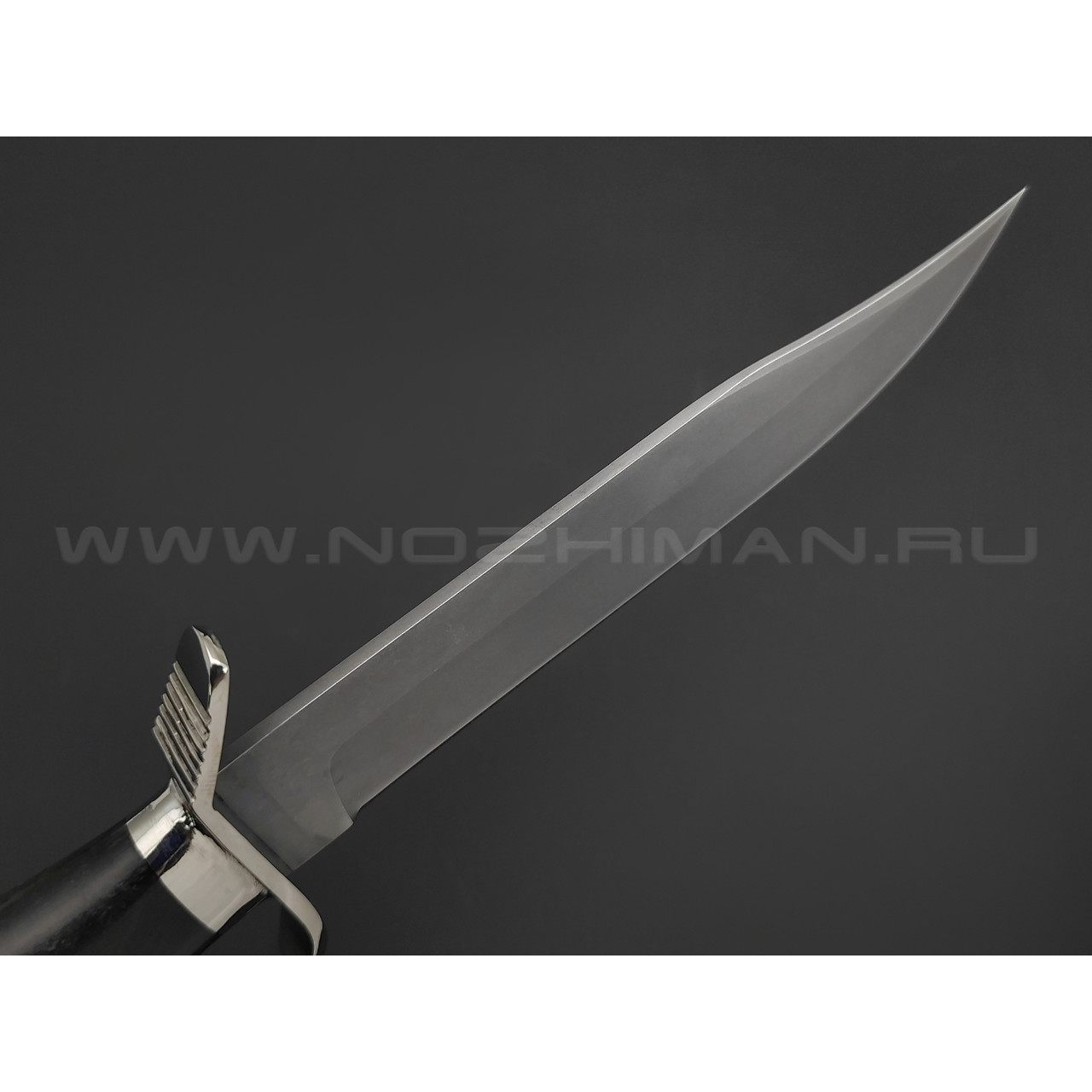 Платонов Д.Г. нож кованый НР-40 сталь Х12МФ стоунвош, рукоять Чёрный граб, мельхиор