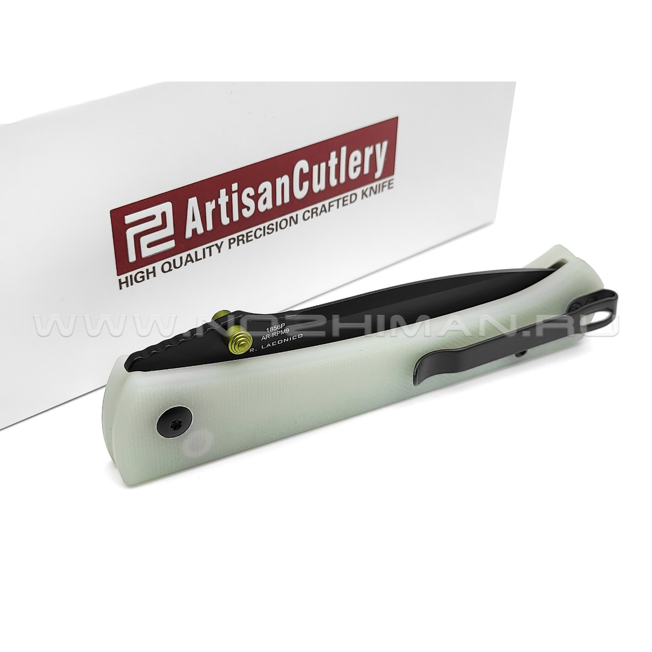 Artisan Cutlery складной нож Andromeda 1856P-BNTG сталь AR-RPM9 чёрный PVD, рукоять G10 джейд