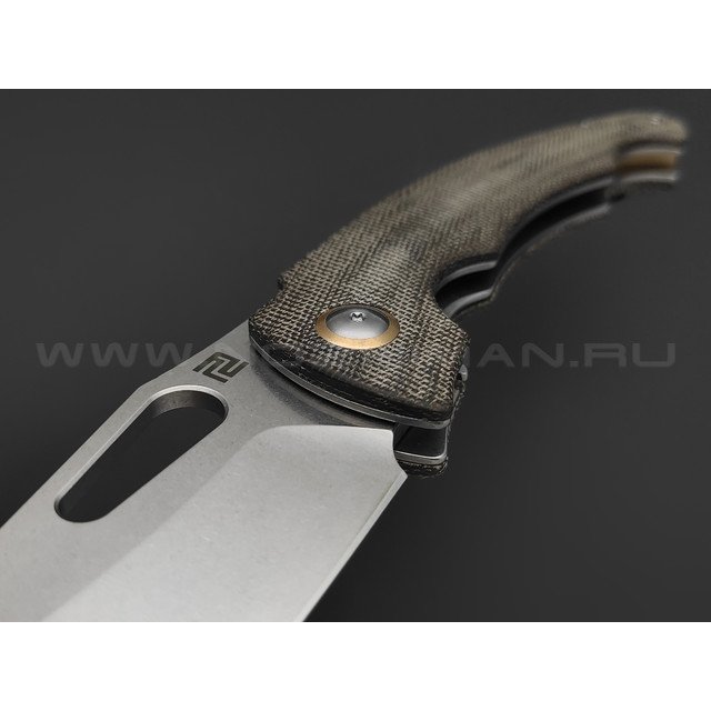 Нож Artisan Cutlery Xcellerator 1860P-ODG сталь AR-RPM9 SW, рукоять Micarta grey