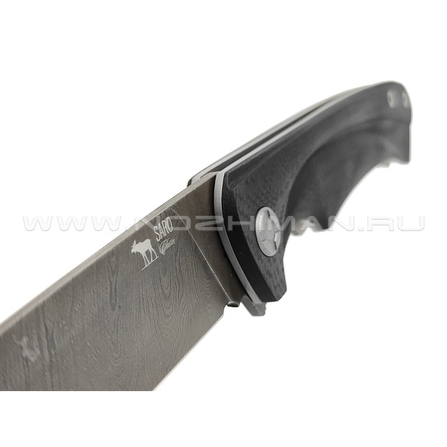 Saro нож Чиж Плюс, дамасская сталь, рукоять G10 black