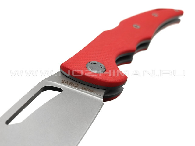 Saro нож Кайман XL сталь Aus-10, рукоять G10 red