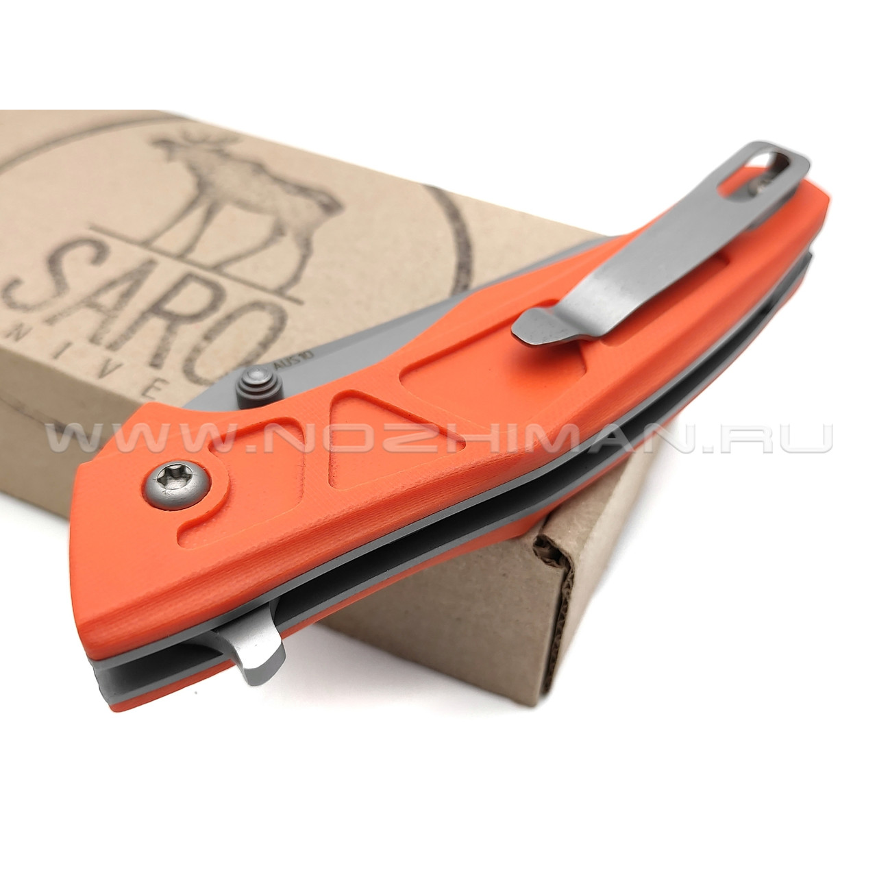 Saro нож Багира сталь Aus-10, рукоять G10 orange