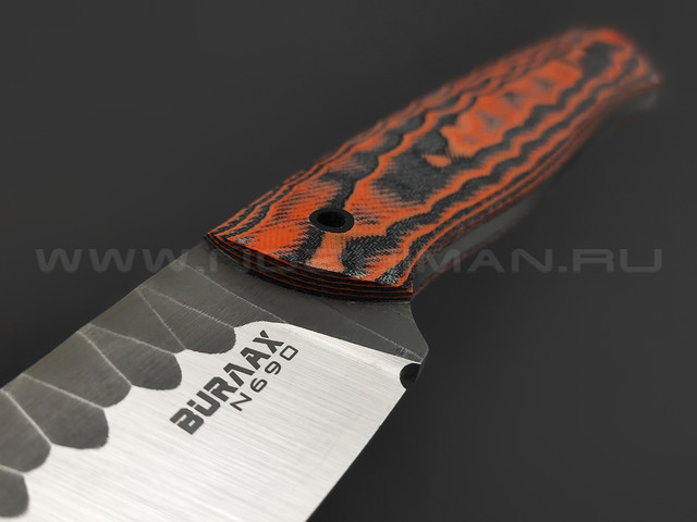 Burlax нож Некомата BX0182 сталь N690 satin, рукоять Micarta black & orange