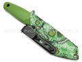 Нож с Котом "29" сталь X90, рукоять G10 light green, kydex green skull