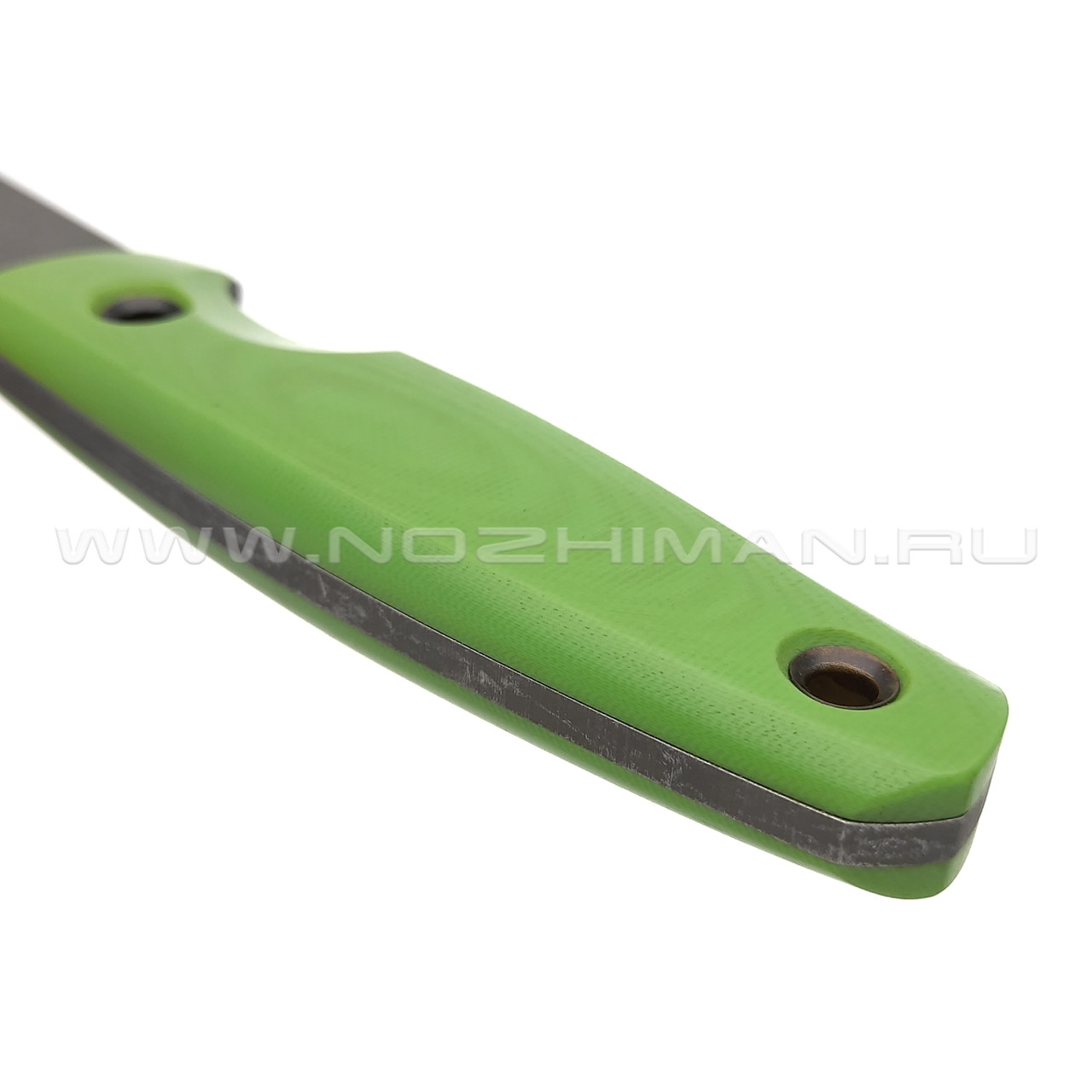 Нож с Котом "29" сталь X90, рукоять G10 light green, kydex green skull