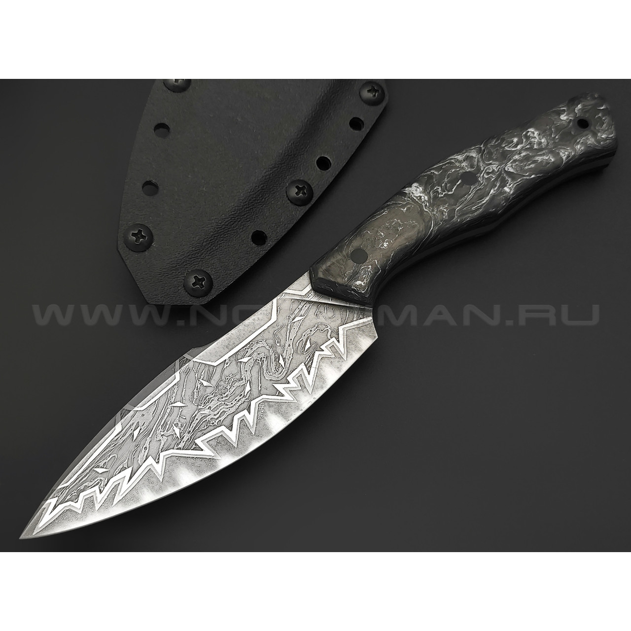 Нейрис нож Фурия сталь CPM 3V, рукоять Карбон "Тёмная материя - серебро"