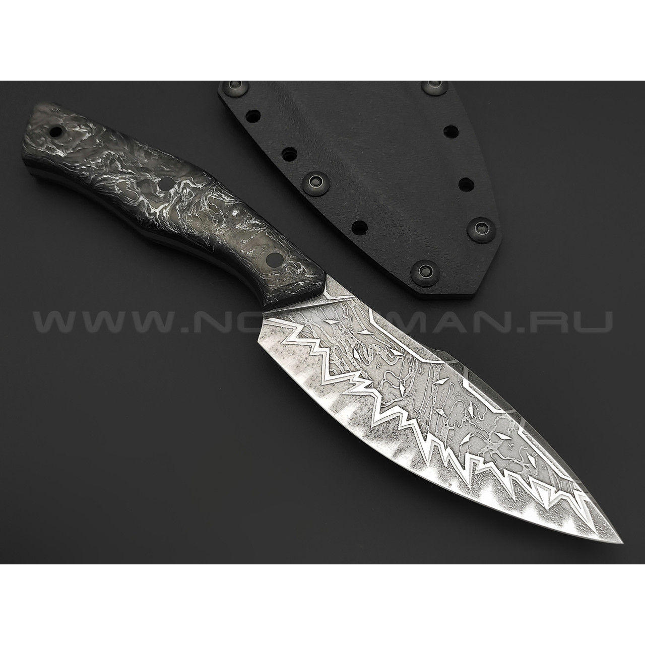 Нейрис нож Фурия сталь CPM 3V, рукоять Карбон "Тёмная материя - серебро"