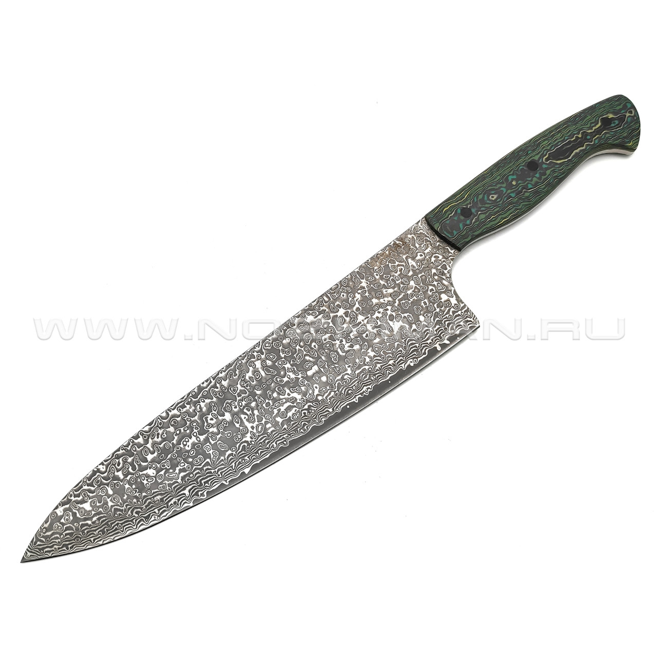 Бурлакс кухонный Шеф нож BX0170 сталь Ламинат VG-10 и Дамаск, рукоять Карбон, G10 "Ямайка"