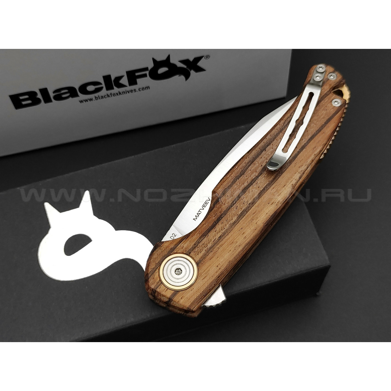 Нож Black Fox Argus BF-760 W сталь D2 satin, рукоять Ziricote wood