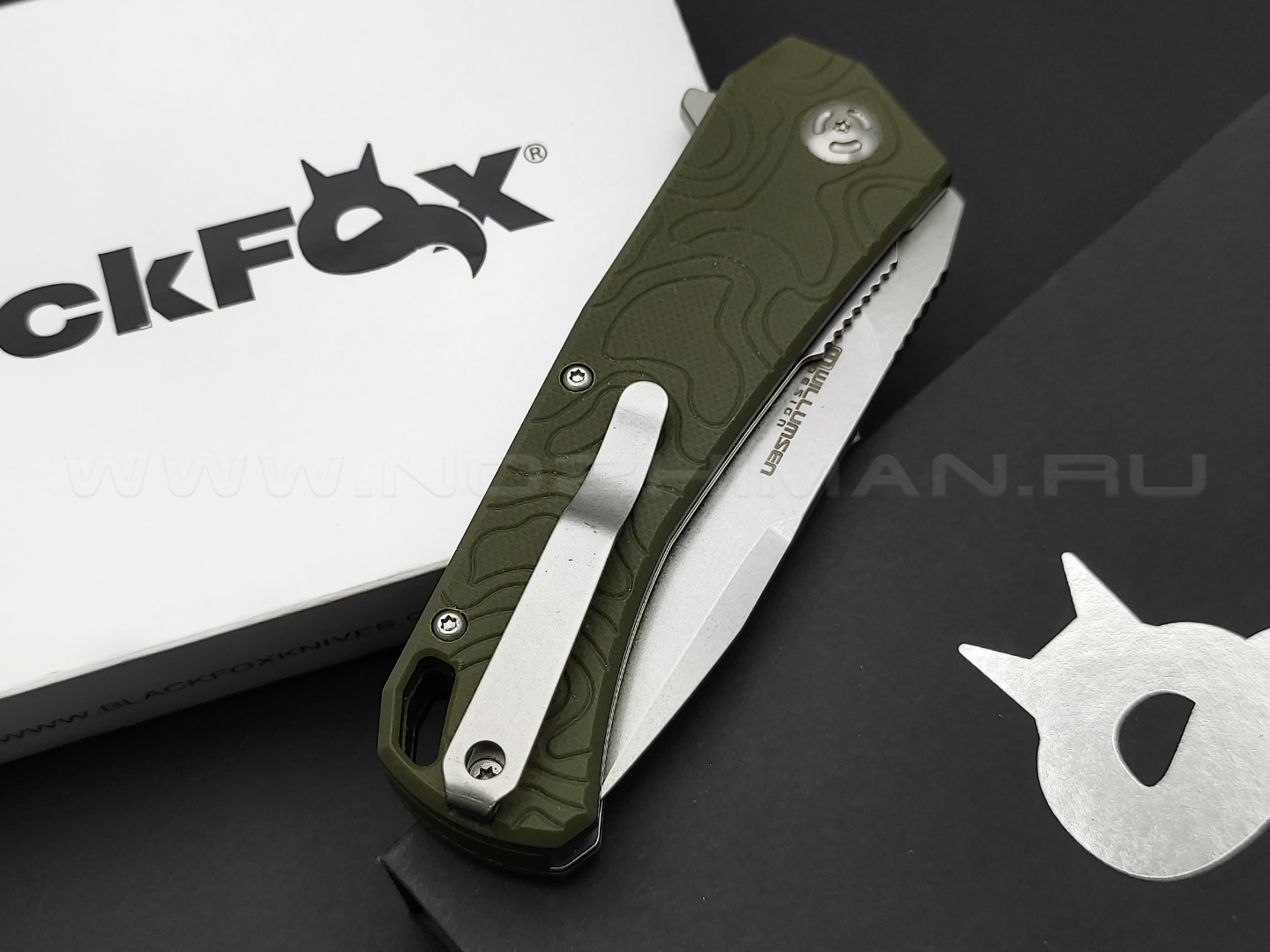 Нож Black Fox ECHO 1 BF-746 OD сталь 440C stonewash, рукоять G10 od green