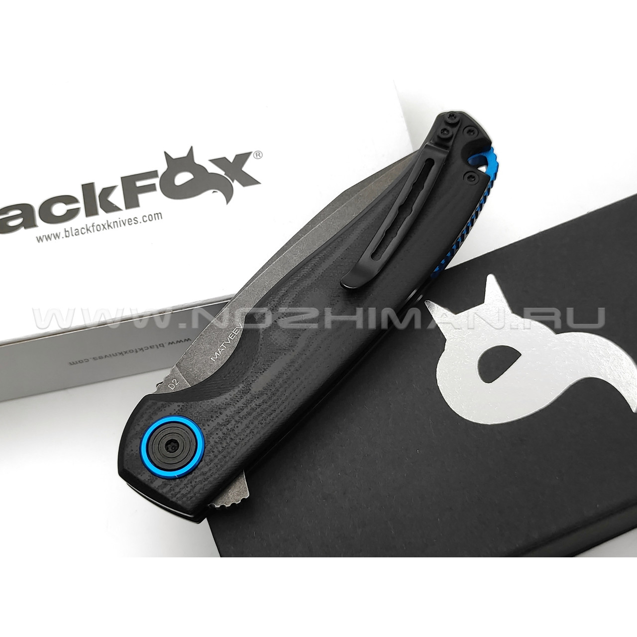 Нож Black Fox Argus BF-760 сталь D2 блэквош, рукоять G10 black