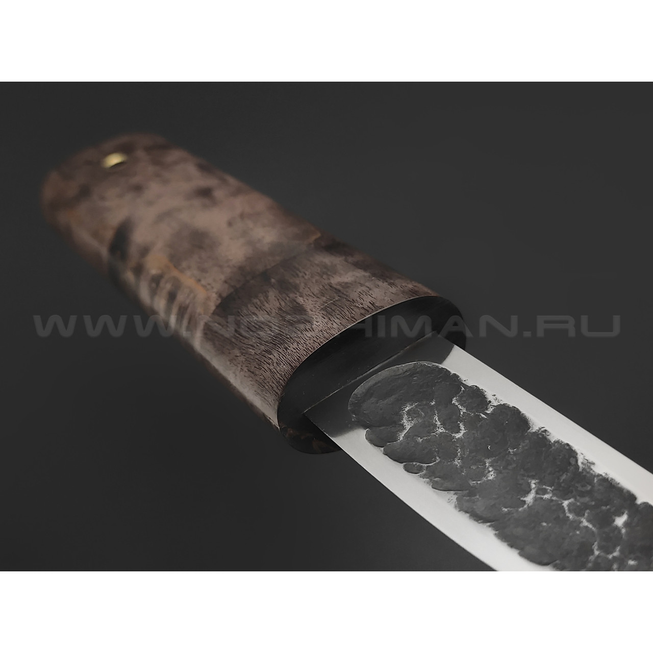 Товарищество Завьялова нож Якут-Ш, сталь K340, рукоять Карельская береза коричневая, деревянные ножны