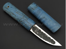 Товарищество Завьялова нож Якут-Ш, сталь K340, рукоять Карельская береза синяя, деревянные ножны