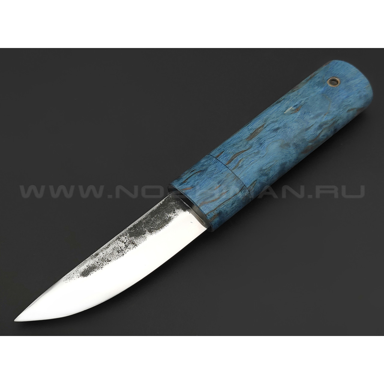 Товарищество Завьялова нож Якут-Ш, сталь K340, рукоять Карельская береза синяя, деревянные ножны