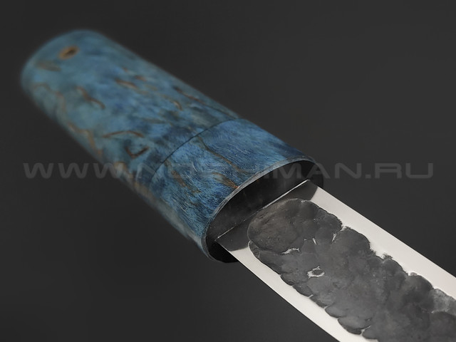 Товарищество Завьялова нож Якут-Ш, сталь K340, рукоять Карельская береза синяя, деревянные ножны