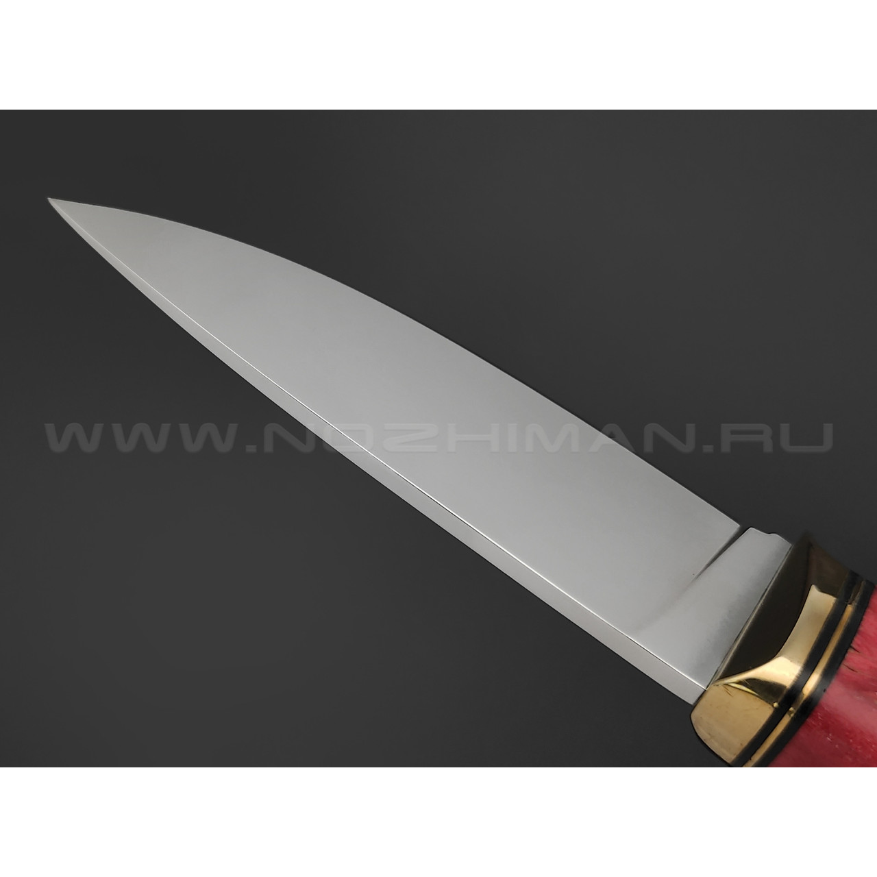 Товарищество Завьялова нож Шаман сталь K340, рукоять Стаб. дерево красное латунь