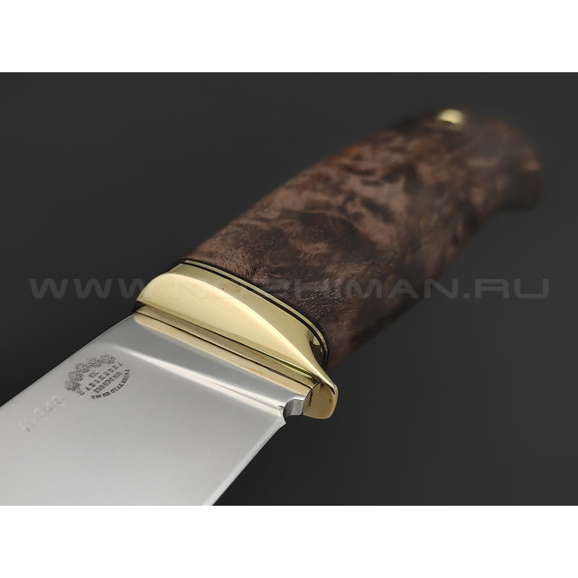 Товарищество Завьялова нож Шаман сталь K340, рукоять Стаб. дерево коричневое, латунь