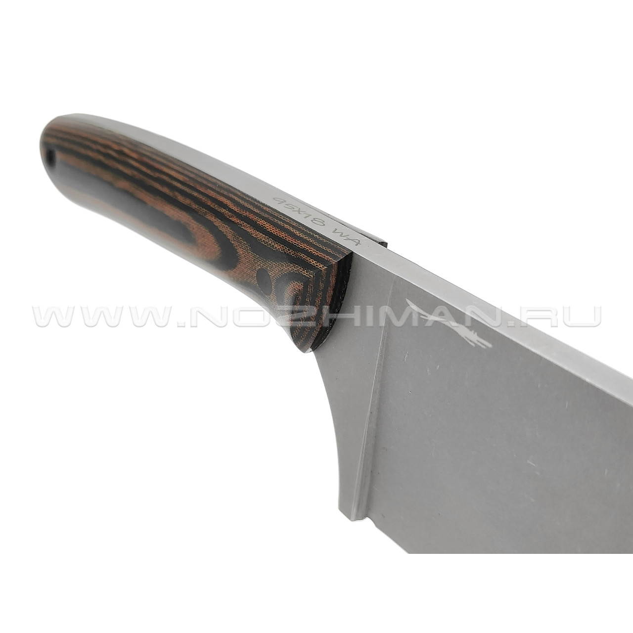 Волчий Век нож Бугай сталь 95Х18 WA стоунвош, рукоять Micarta black & brown